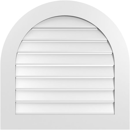 Ekena Millwork Round Top Surface Mount PVC Gable Vent: Functional, w/ 3-1/2"W x 1"P Standard Frame, 30"W x 30"H GVPRT30X3001SF